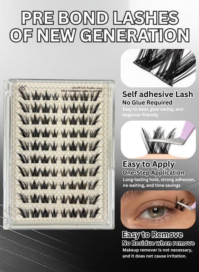 Kanza Pre Bond Type Lashes European-Style False Eyelashes Kit with Tweezers Self Adhesive Eyelashes Eyelash Clusters Kit, False Eyelashes Pre Glued Lash Clusters Wispy Lashes Cluster Kit Lash Clusters for Beginners and Salon use Press On DIY Lash Extension 80 Pcs - Image 3