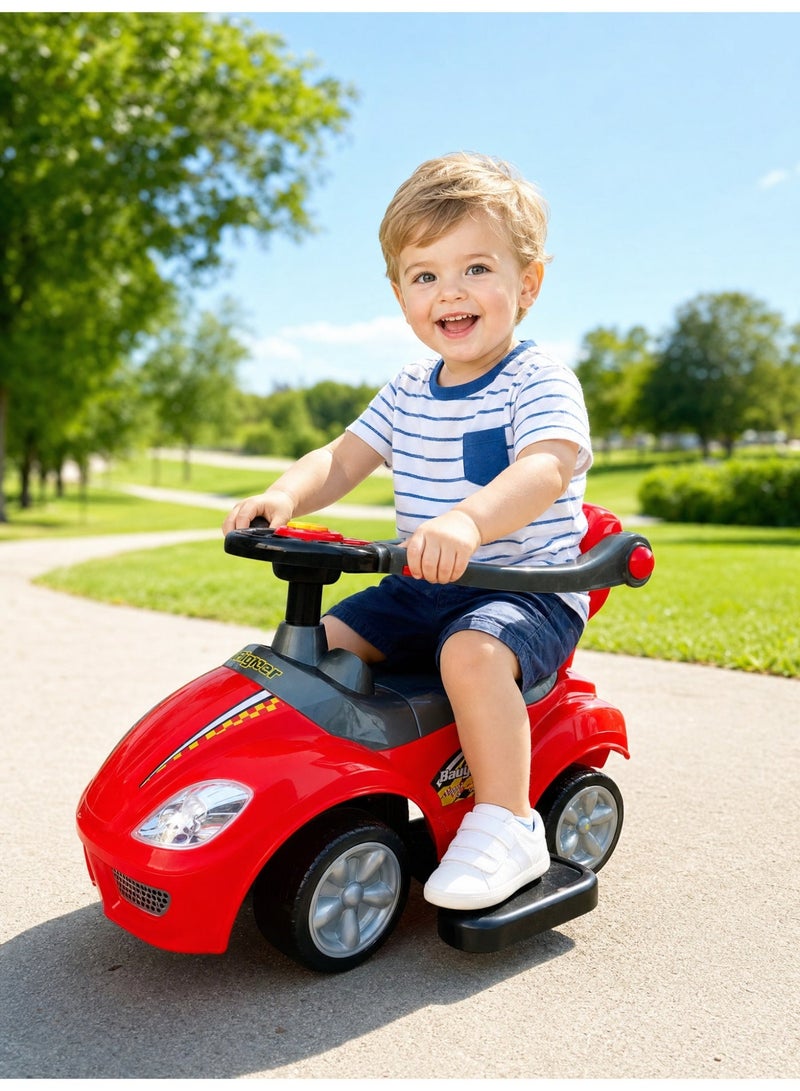 JoyousSto 3 in1 Push and Pedal Car Toddler Ride On w/Handle, Horn, Music,Red - Image 2