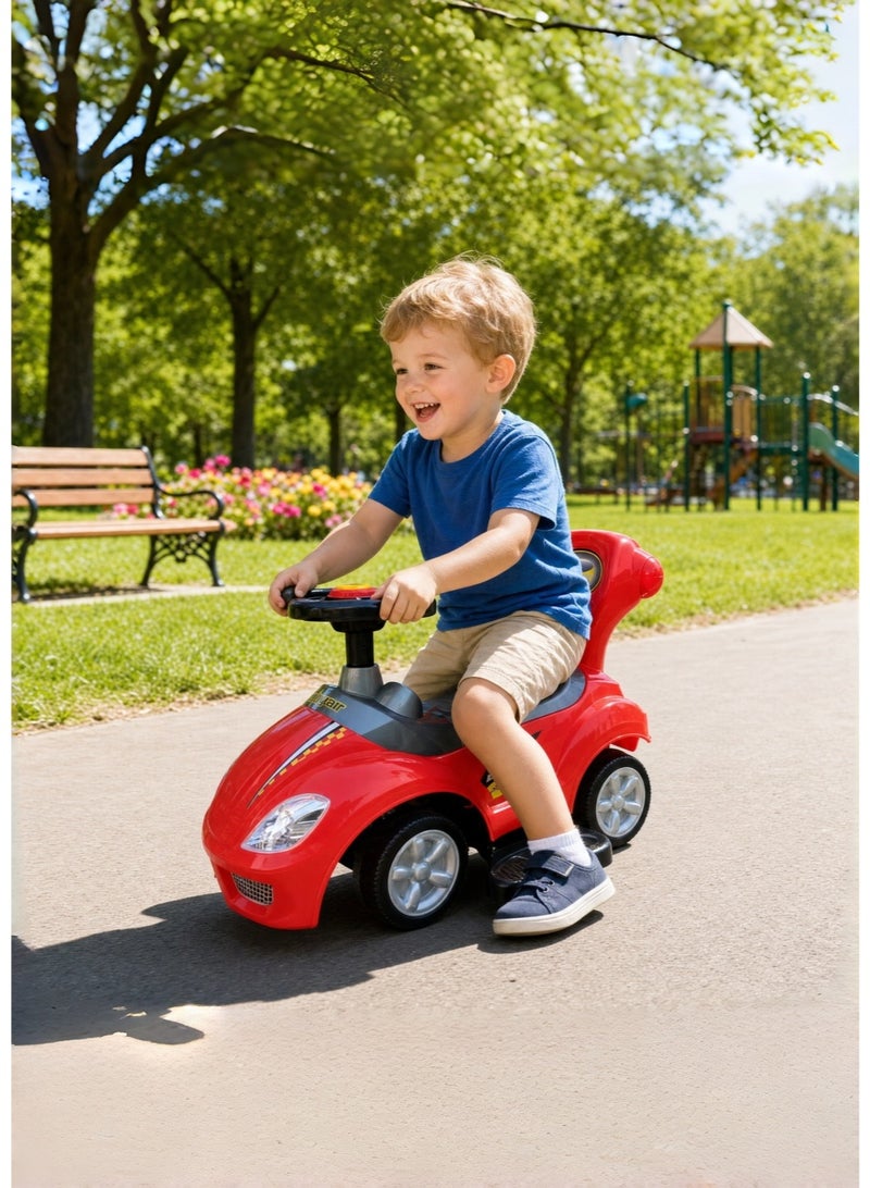 JoyousSto 3 in1 Push and Pedal Car Toddler Ride On w/Handle, Horn, Music,Red - Image 3