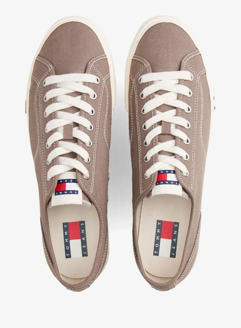 Tommy Jeans Dusty Brown Archive Flag Stripe Canvas Sneakers for Men | Best Price UAE