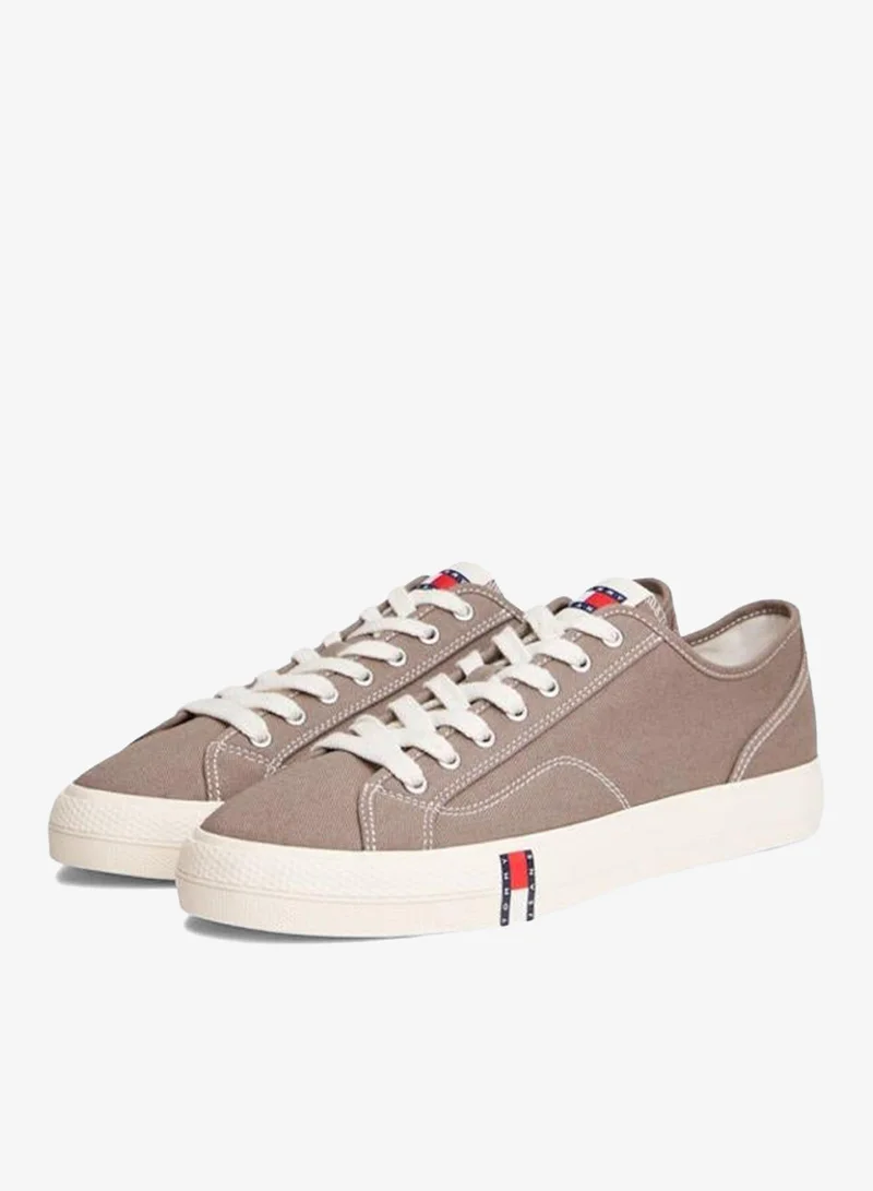 Tommy Jeans Dusty Brown Archive Flag Stripe Canvas Sneakers for Men | Best Price UAE