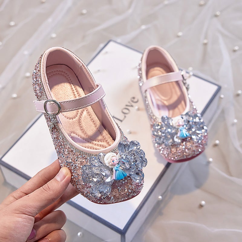 Aisha Little Leather Shoes 2026 Spring and Autumn New Style Girls'' Princess Shoes Little Girls'' Crystal Shoes Rhinestone Baby Performance Shoes - Image 1