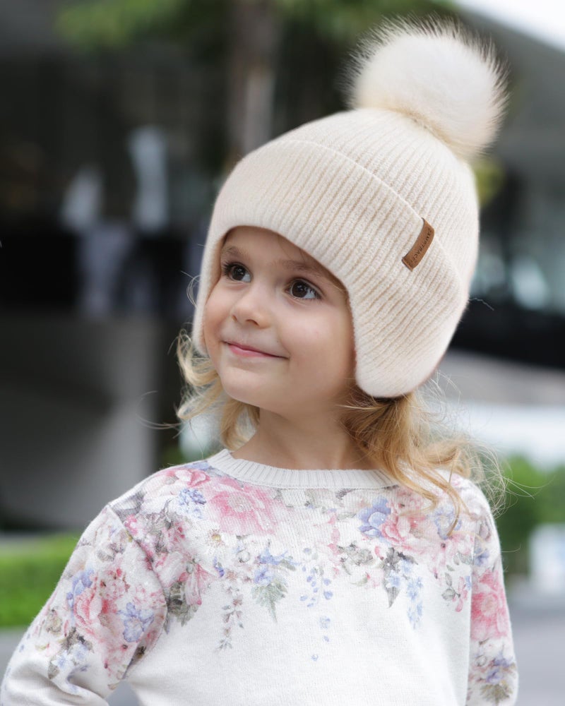 Camptrace Toddler Baby Winter Hat Warm Fleece Lined Knit Kids Hat with Earflap Infant Newborn Pom Beanie Knit Cap Girls Boys - Image 5