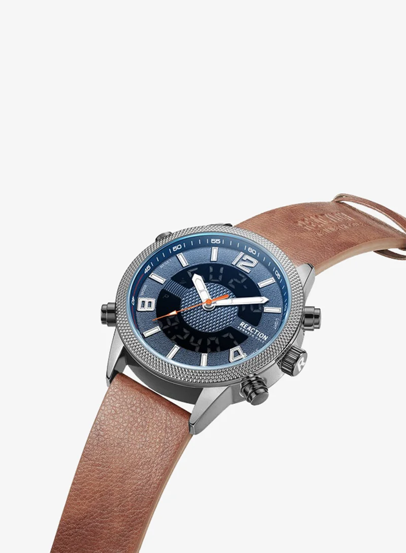 Kenneth Cole Reaction  Kenneth Cole Reaction Analogue - Digital Gents Watch With Brown Synthetic Leather Strap 45mm - KRWGD9006501 for Men | Best Price UAE