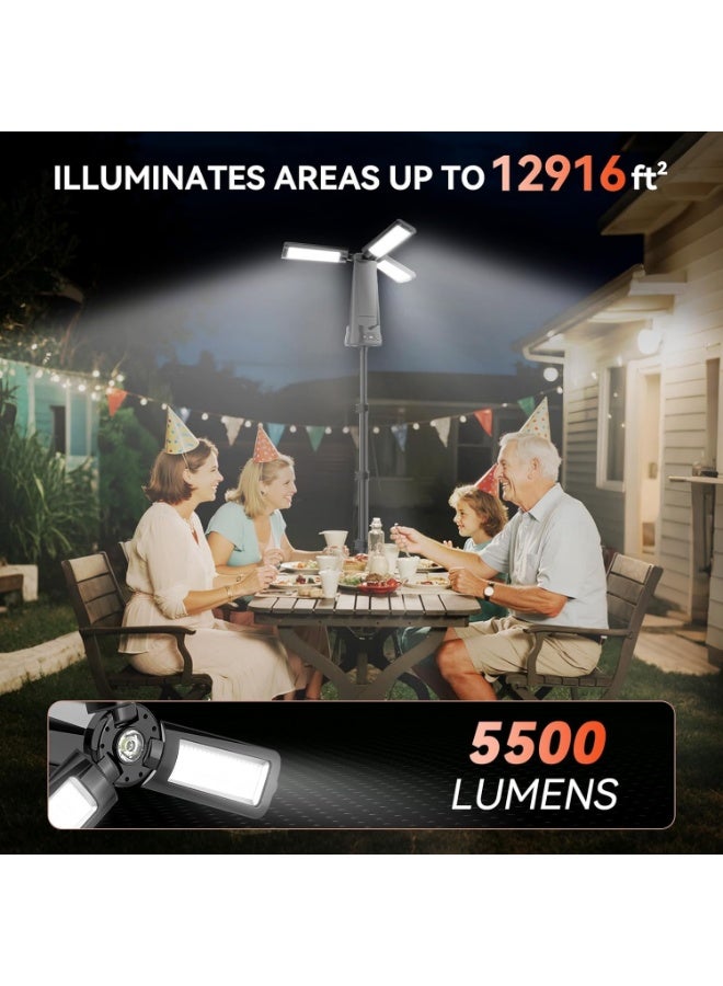 بلو فاير مصباح تخييم متنقل مع حامل - إضاءة ليد قابلة للشحن 10000 مللي أمبير، مقاوم للماء، ثلاث لوحات دوارة (180° رأسيًا و270° أفقيًا)، 3 مستويات سطوع و4 أوضاع إضاءة، شحن USB-C، مثالي للتخييم، التنزه، الصيد، والطوارئ - Image 4