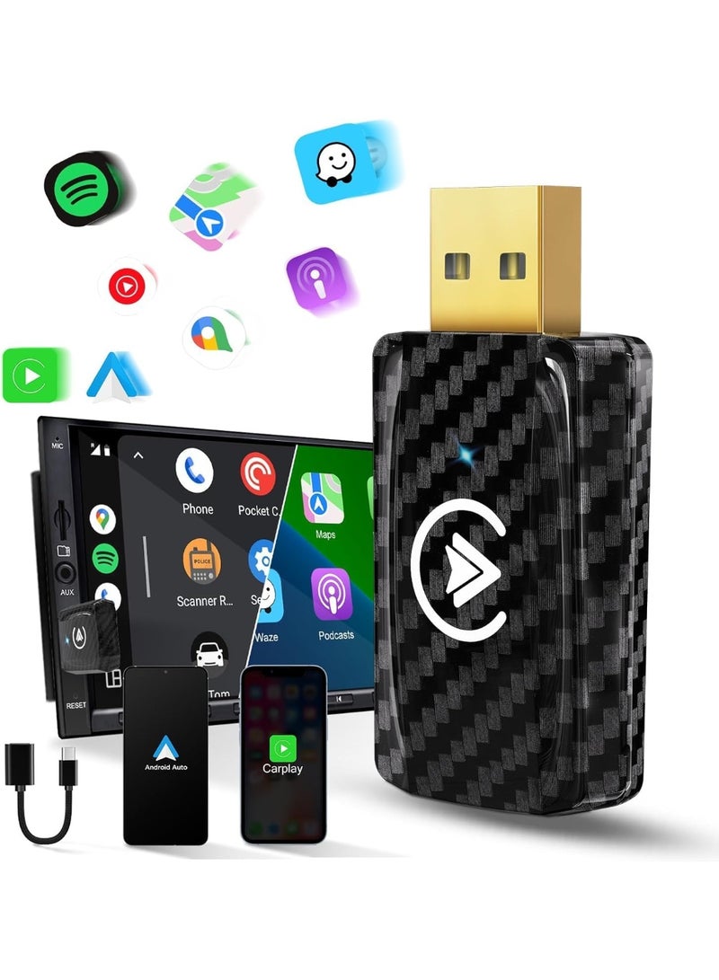2-in-1 Wireless CarPlay & Android Auto Adapter – Converts Wired to Wireless Connection, Plug & Play Dongle for iPhone (iOS 10+) & Android Phones, Fast & Stable Performance - Image 1