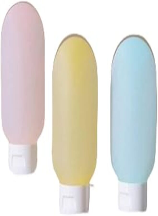 R&J 3 Pieces Travel Shampoo, Conditioner dispenser for soap cream and lotion Dispensing Bottle Portable Hotel Shampoo Shower Gel Travel Squeeze Lotion Combo Kit, 60ML Containers
