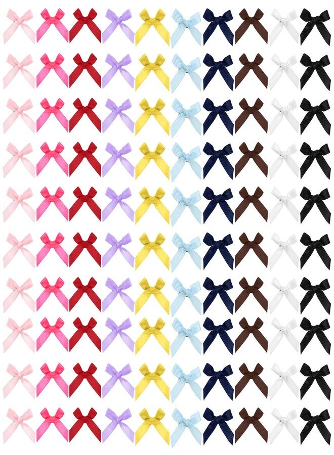 Kifmurase 100Pcs Mini Hair Bows for Women Girls, Pink Ribbon Bowknots Hairclips Black Satin Bow Hair Clips Barrettes Metal Pins Multi Colored Y2K Accessories for Stage Concert Christmas Ballet - Image 1