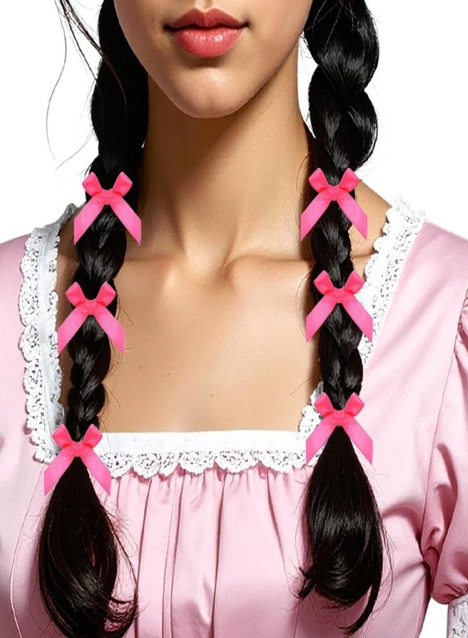 Kifmurase 100Pcs Mini Hair Bows for Women Girls, Pink Ribbon Bowknots Hairclips Black Satin Bow Hair Clips Barrettes Metal Pins Multi Colored Y2K Accessories for Stage Concert Christmas Ballet - Image 4