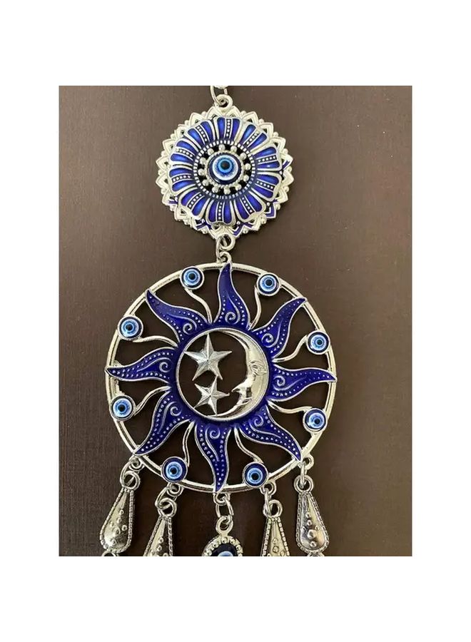 2 Pcs Turkish Evil Eye Wall Hanging Decor Blue And White Protective Amulet Ornament With Intricate Floral Motifs Stars And Beads Classic Cultural Home Decor For Living Room Bedroom Office - Image 4