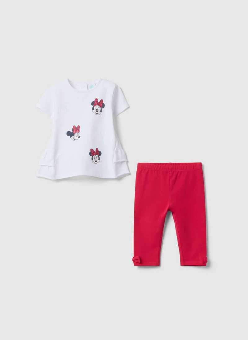 او في اس OVS Disney Girls' Multicolour Stretch Cotton Top And Trousers Set