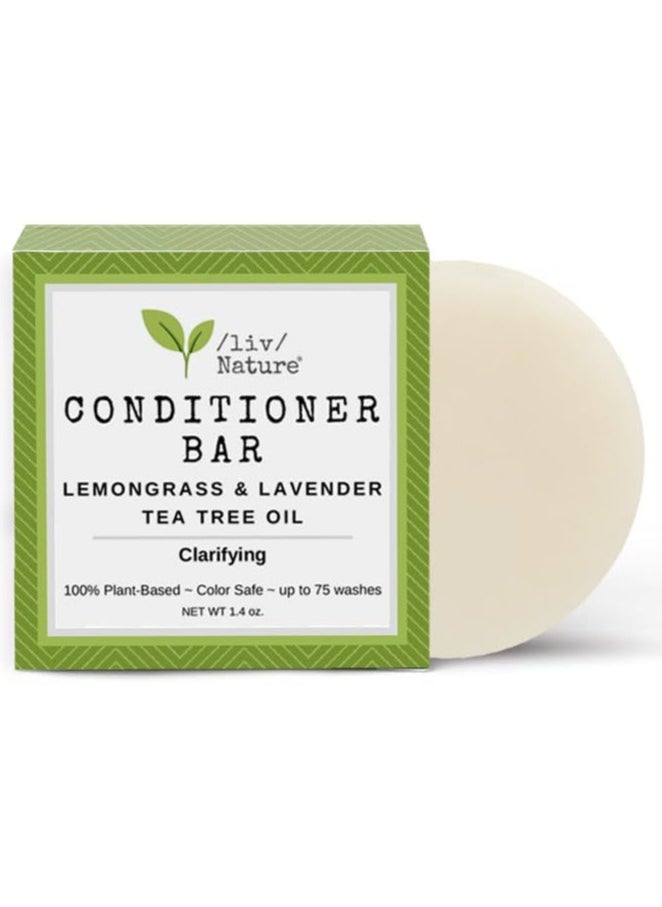 /liv/ Nature - Tea Tree Conditioner Bar for Hair | Light Conditioning | Lemongrass, Lavender, Tea Tree Oil | Travel Essential | USA 1-pk - Image 1