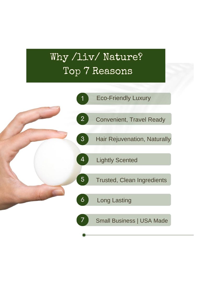 /liv/ Nature - Tea Tree Conditioner Bar for Hair | Light Conditioning | Lemongrass, Lavender, Tea Tree Oil | Travel Essential | USA 1-pk - Image 1