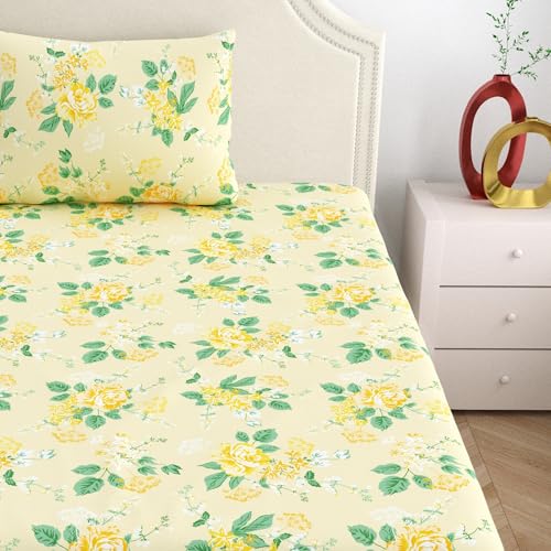 Home Ecstasy 100% Cotton Single Bedsheet with 1 Pillow Cover - (Size 59 x 87 inches, 140 TC, Colour - Cream: Gilded Cream) - Image 3