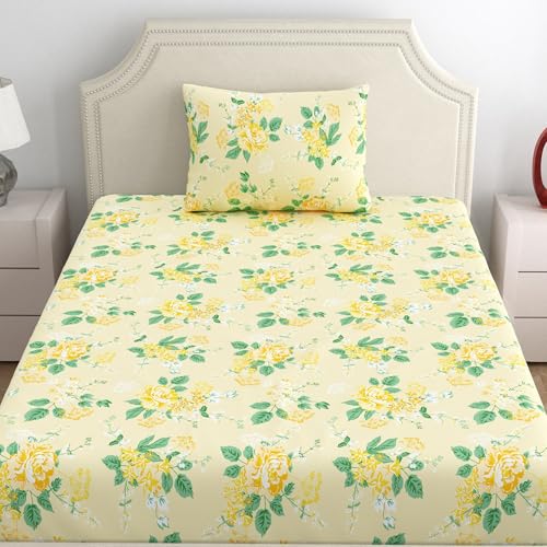 Home Ecstasy 100% Cotton Single Bedsheet with 1 Pillow Cover - (Size 59 x 87 inches, 140 TC, Colour - Cream: Gilded Cream) - Image 2