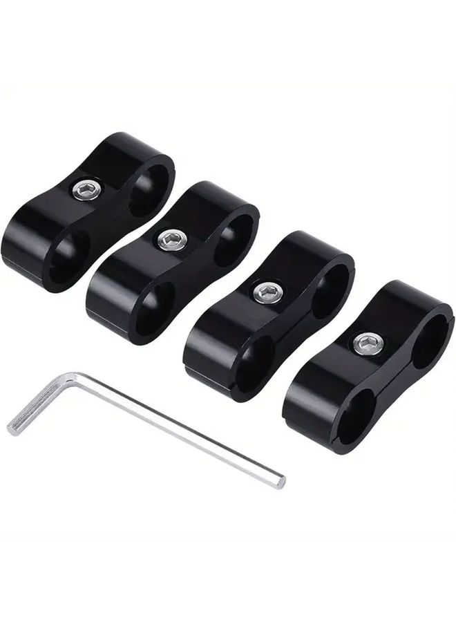 4pcs Black Aluminum Fuel Line Mounting Clamps Hose Separator AN6 Size - Image 1