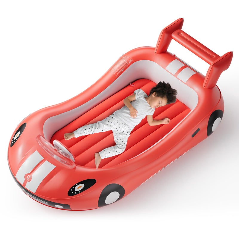 QPAU QPAU Inflatable Kids Bed Toddler Travel Bed with Sides for Camping Traveling Hotel or Home Use Hand Pump Included 