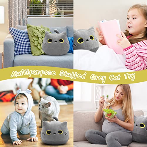 LSYDCARM Gray Cat Plush Pillows Toys, 12inch Kawaii Gray Cat Stuffed Animals Plush Toys, Cute Soft Cat Plushie Stuffed Kitten for Birthday Valentines Gifts Home Car Decoration - Image 3
