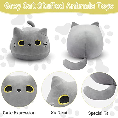 LSYDCARM Gray Cat Plush Pillows Toys, 12inch Kawaii Gray Cat Stuffed Animals Plush Toys, Cute Soft Cat Plushie Stuffed Kitten for Birthday Valentines Gifts Home Car Decoration - Image 4