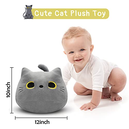 LSYDCARM Gray Cat Plush Pillows Toys, 12inch Kawaii Gray Cat Stuffed Animals Plush Toys, Cute Soft Cat Plushie Stuffed Kitten for Birthday Valentines Gifts Home Car Decoration - Image 5