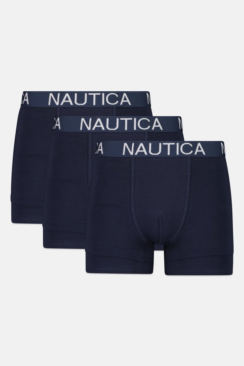 NAUTICA Men 3 Pcs Brand Logo Boxer, Navy - Image 1