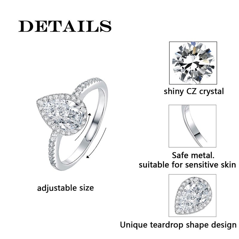 Luckilemon Moissanite Adjustable Engagement Ring, Promise Eternity Ring for Women,Wedding Rings,Jewelry Gift,Friendship Promise Fashion Jewelry Valentine Gifts for Women - Image 4