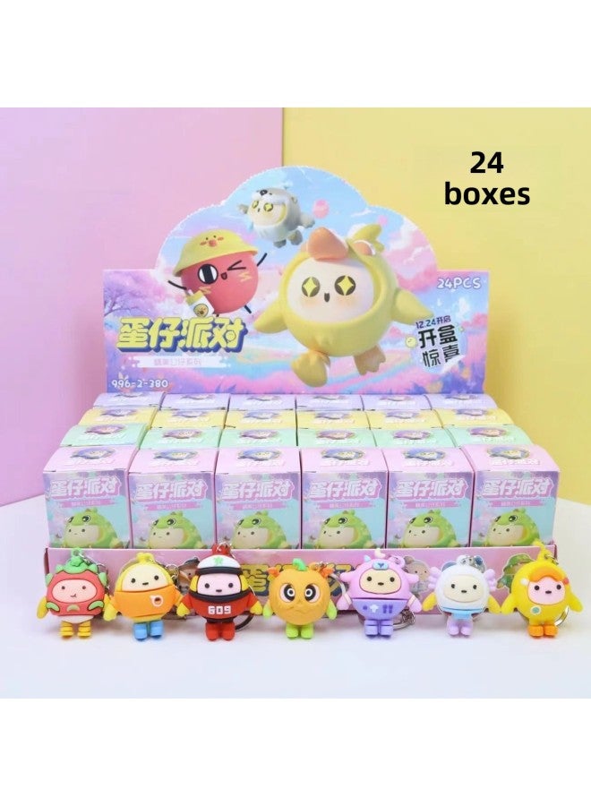 24 Box Eggs Strawberry Bear Blind Box Doll Pendant Cute Sanrio Keychain Hand Toy Prizes For Primary School Students-Color:18 Small Boxes + 6 Boxes  Doll Egg Waffles - Image 1