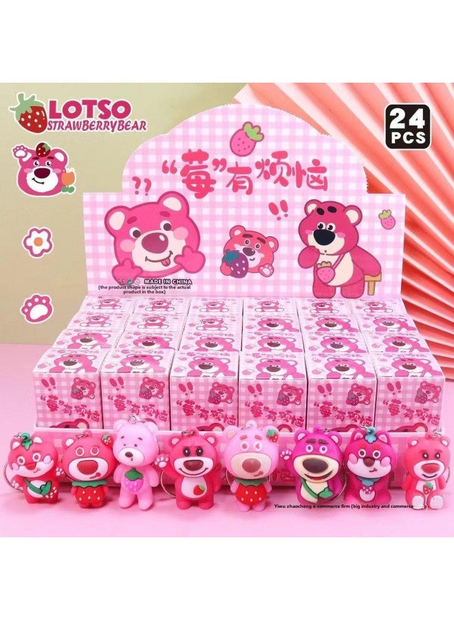 24 Box Eggs Strawberry Bear Blind Box Doll Pendant Cute Sanrio Keychain Hand Toy Prizes For Primary School Students-Color:18 Small Boxes + 6 Boxes  Doll Egg Waffles - Image 3