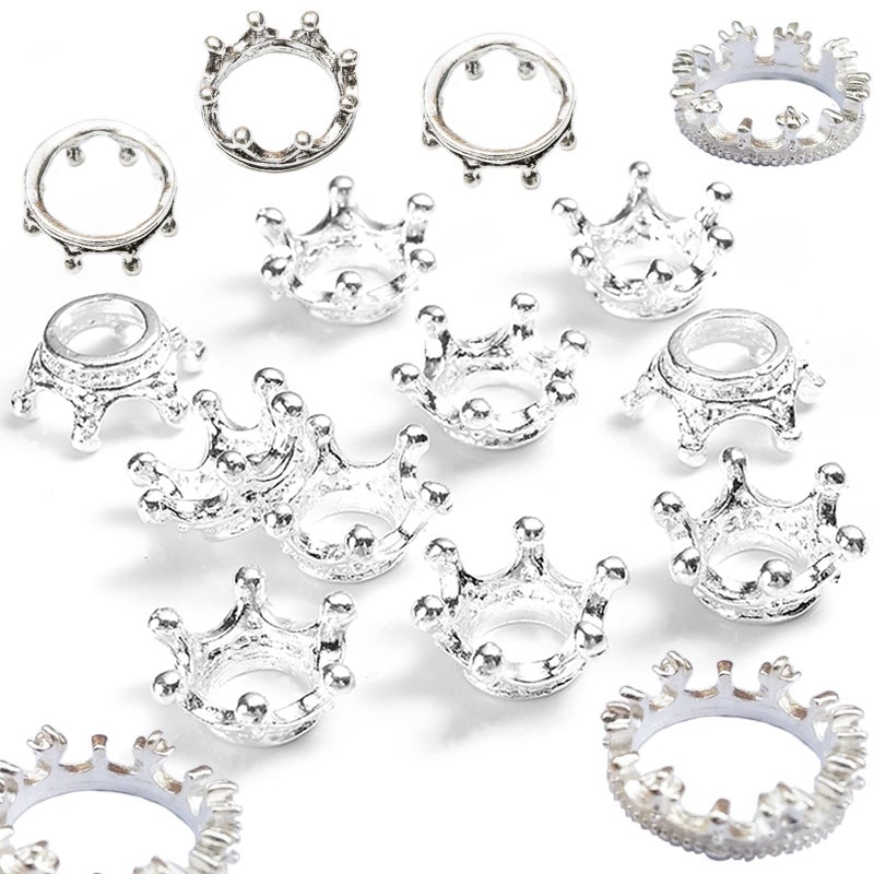 Fortunemee 30Pcs Metal Crystal Sphere Display Stand, Mini Crystal Ball Stand for Sphere, Crown Shaped Display Holder for Natural Stone Crystal Ball Collection Home Decor, 0.67, 0.71, 0.86 in, Silver - Image 4