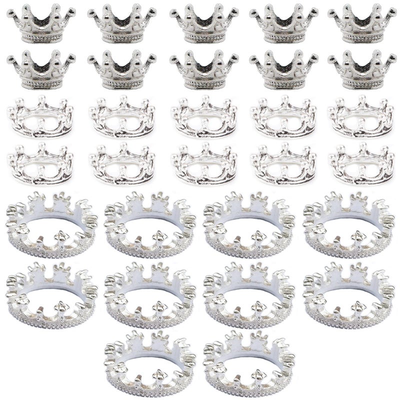 Fortunemee 30Pcs Metal Crystal Sphere Display Stand, Mini Crystal Ball Stand for Sphere, Crown Shaped Display Holder for Natural Stone Crystal Ball Collection Home Decor, 0.67, 0.71, 0.86 in, Silver - Image 1
