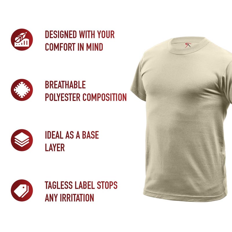 Rothco Quick Dry Moisture Wicking T-Shirt â€“ Performance Gym Workout Tee Shirt, Desert Tan, M - Image 2