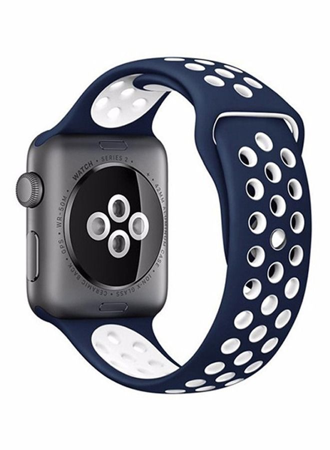 Replacement Band For Apple Watch Series 5/6/7 42/44/45mm Blue/White - Image 2