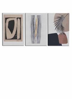 LOWHA Set Of 3 Framed Canvas Wall Arts Stretched Over Wooden Frame, Abstract Murals Leaves Paintings, For Home, Living Room, Office Decor  - Image 4