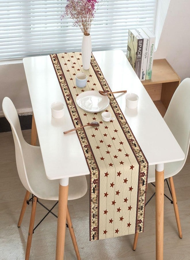 JAWO Country Table Runner, Primitive Rustic Barn Star Relax Bath Outhouse Farmhouse Linen Kitchen Dining Table Runners for Indoor Outdoor Home Party Holiday Decor 13X72Inch - Image 5