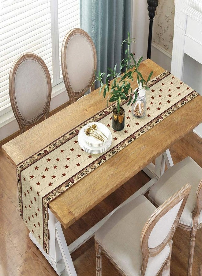 JAWO Country Table Runner, Primitive Rustic Barn Star Relax Bath Outhouse Farmhouse Linen Kitchen Dining Table Runners for Indoor Outdoor Home Party Holiday Decor 13X72Inch - Image 3