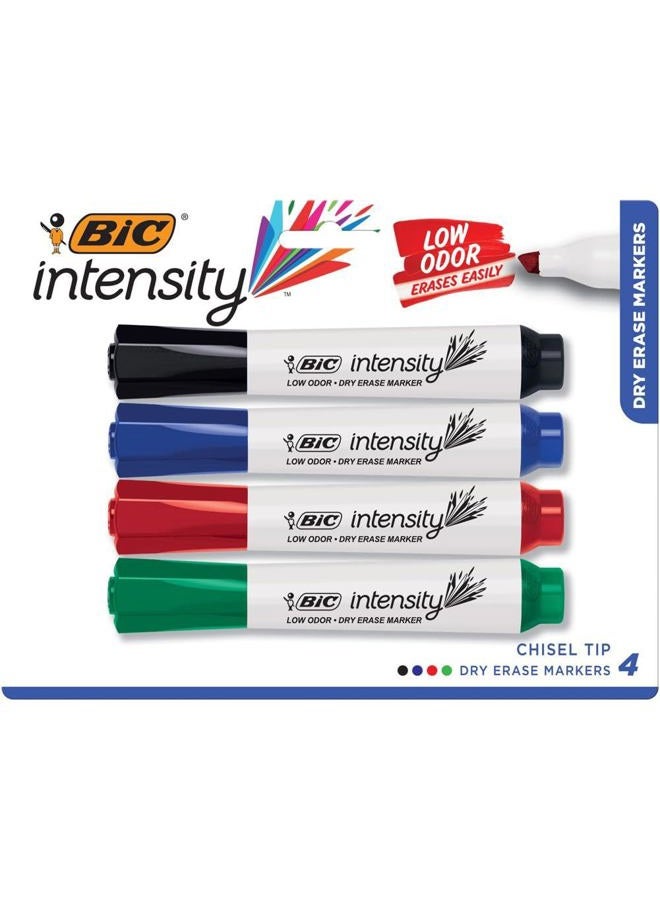 Bic Great Erase Grip Chisel Dry Erase Marker, Chisel Tip, Assorted, 4-Count (GDEMP41-Ast) - Image 2
