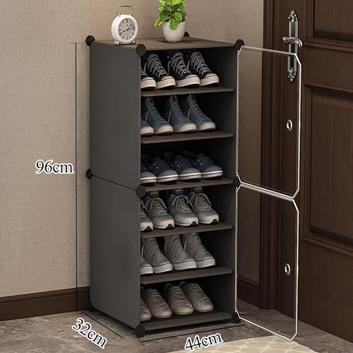 Zemic 𝟔 𝐒𝐡𝐞𝐥𝐟 Shoe Rack Plastic & 𝐏𝐥𝐚𝐬𝐭𝐢𝐜 𝐒𝐡𝐨𝐞 𝐑𝐚𝐜𝐤 𝐟𝐨𝐫 𝐇𝐨𝐦𝐞 Storage Plastic Organizer with Door for Entryway, Chappal Slipper Sandals Stand【Grey, 6-Shelf-2-Door】 - Image 2