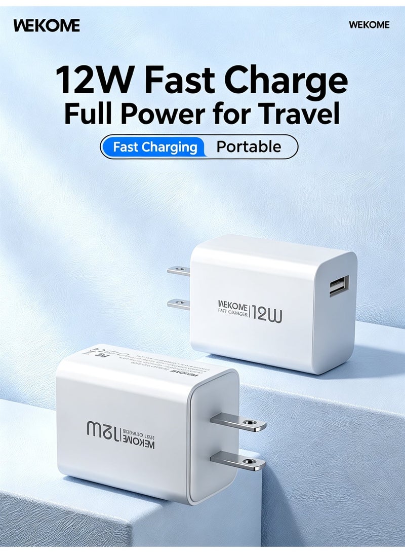 WEKOME 12W USB A UK 3-Pin Wall Charger with Overcurrent Protection, Compact Travel Charging Adapter for Smartphones and Small Electronic Devices - Image 3