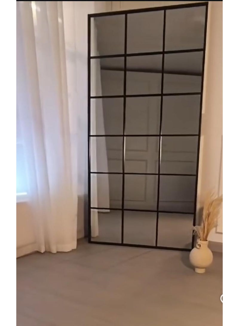 HRT WALL مرآة مستطيلة كبيرة من المعدن بطول كامل على طراز صناعي (180 سم × 90 سم)