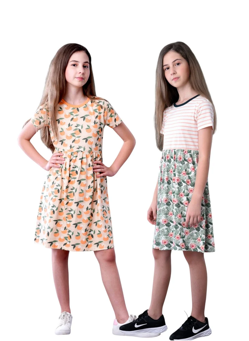 فكتور اند جين MULTIPACK -GIRLS CASUAL PRINTED DRESS (2 PC)