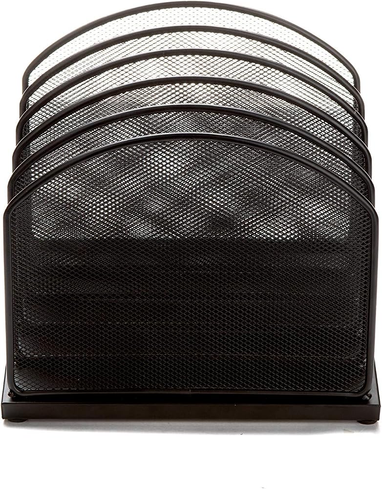 Mind Reader Vertical File Storage, Desktop Organizer, Mail Sorter, Office, Metal Mesh, 11.14" L x 7.28" W x 11.22" H, Black
