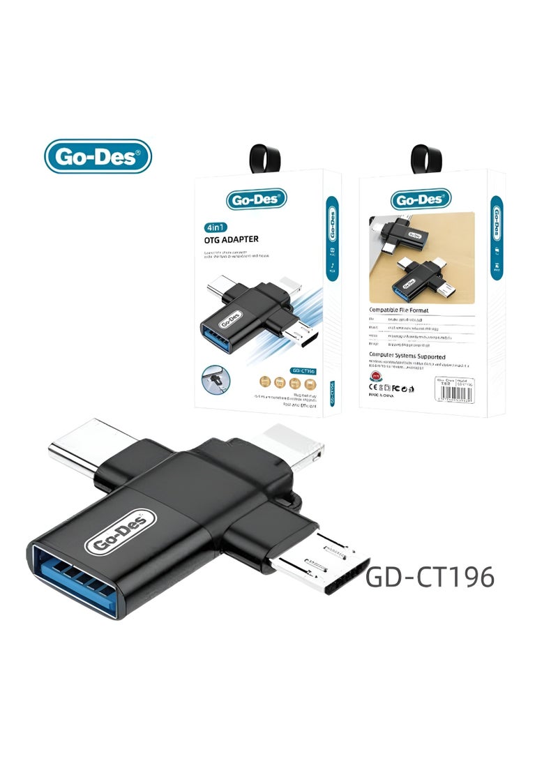 GO-DES 4 in 1 OTG Adapter Connect The Phone Computer to The USB Flash Drive/ Keyboard and Mouse