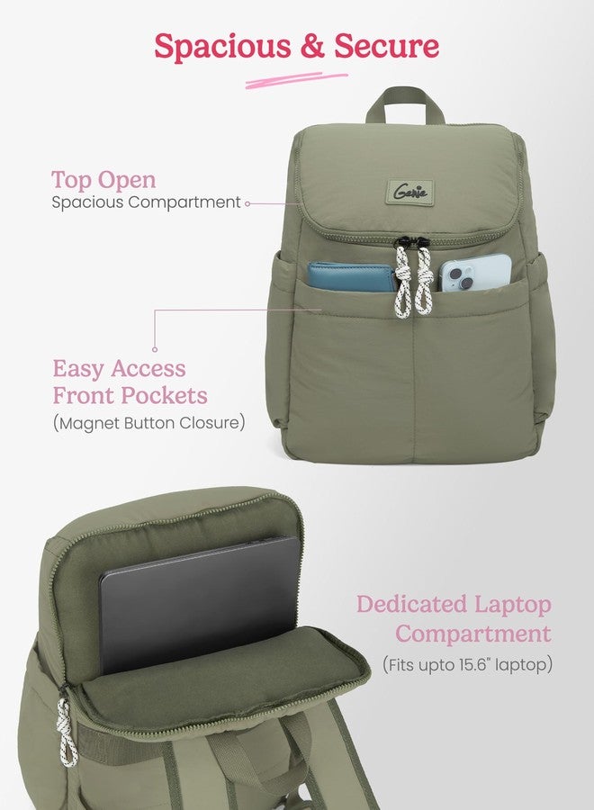 Genie Plushpack Casual Backpack For Girls |15 Inch-27 Litres With 2 Compartments with Laptop, Multiple Pockets, Trolley Sleeve And Organizer |Best For Laptop, Makeup & College/Work Must-Haves - Green - Image 4