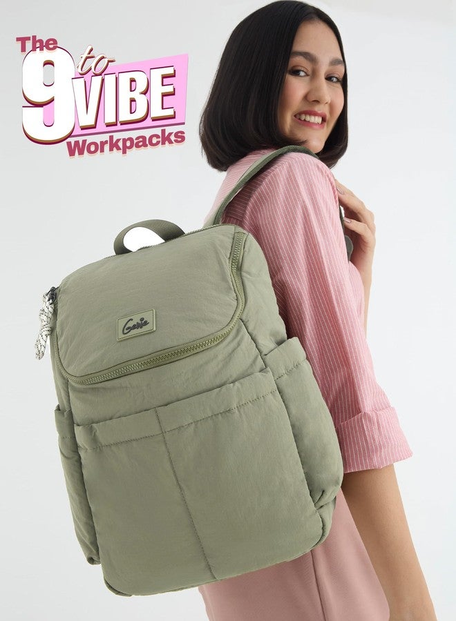 Genie Plushpack Casual Backpack For Girls |15 Inch-27 Litres With 2 Compartments with Laptop, Multiple Pockets, Trolley Sleeve And Organizer |Best For Laptop, Makeup & College/Work Must-Haves - Green - Image 2