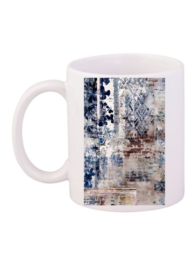 RYN Printed Coffee Mug White/Blue/Beige 11ounce