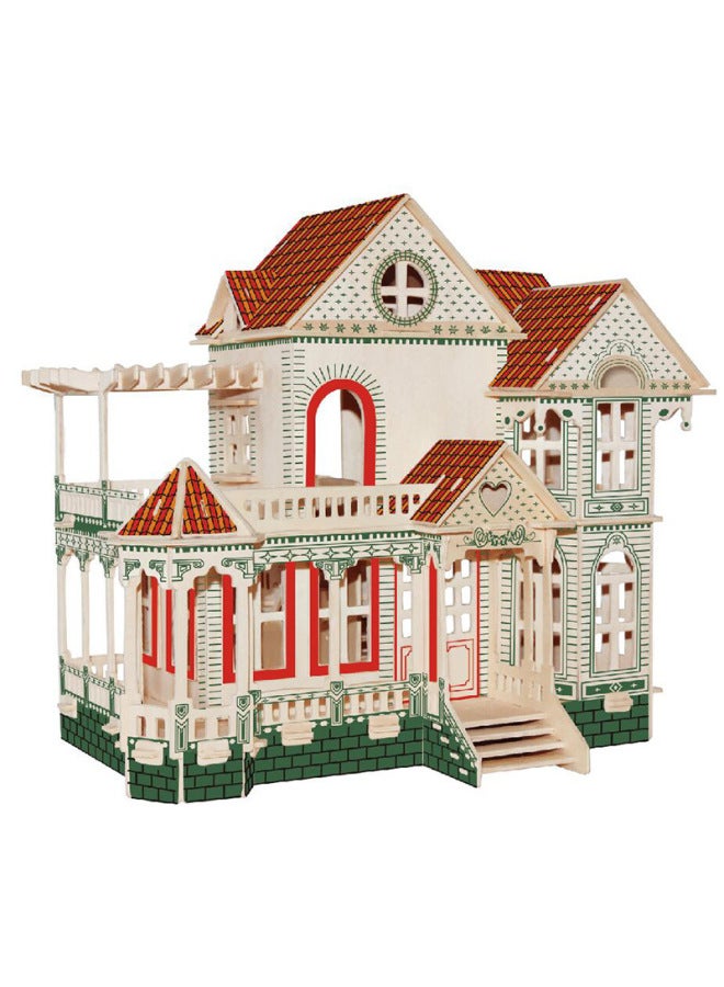 Creative Early Education Jigsaw Puzzle Children's Puzzle Classical Architectural Simulation Wooden Jigsaw Puzzle Can Be Sent On Behalf-Color:Vintage Villa - Image 1