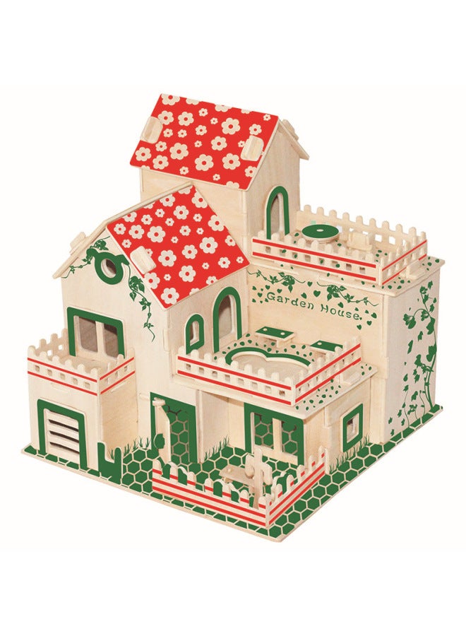 Creative Early Education Jigsaw Puzzle Children's Puzzle Classical Architectural Simulation Wooden Jigsaw Puzzle Can Be Sent On Behalf-Color:Vintage Villa - Image 3