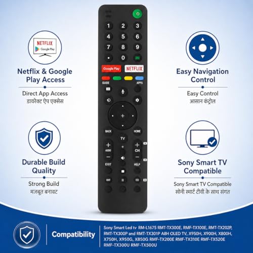 Supreme E-Commerce Non-Voice Replacement Remote for Sony Bravia Smart Android TV | Compatible with LED, LCD, 4K UHD TVs | with Netflix & YouTube Hotkeys | No Setup Required - Image 5