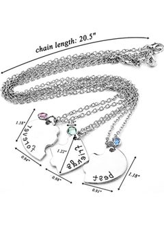 Generic 3 Pcs Half Heart Silver Tone Alloy Rhinestone Best Friends Forever Necklace, Engraved Puzzle Friendship Pendant Necklaces Set, Split Heart Necklace Sister Necklace Set  - Image 3