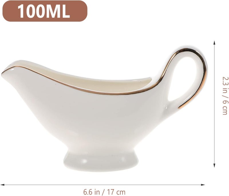 Gravy Bowl Ceramic Gravy Boat Sauce Jug: Gravy Bowl Sauce Dipping Bowl Porcelain Appetizer Dessert Plate for Salad Soy BBQ Sauce White Creamer Container - Image 4